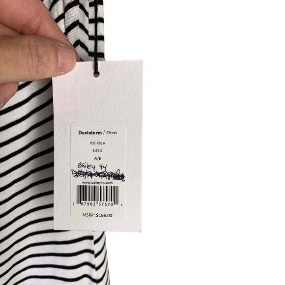 Bailey 44 Maxi Dress S White Black Striped Duststorm Ruched Scoop Neck NWT $198 - Picture 7 of 9